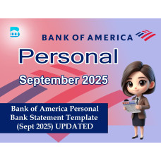 Bank of America Pesonal Bank Statement Template – Sept 2025